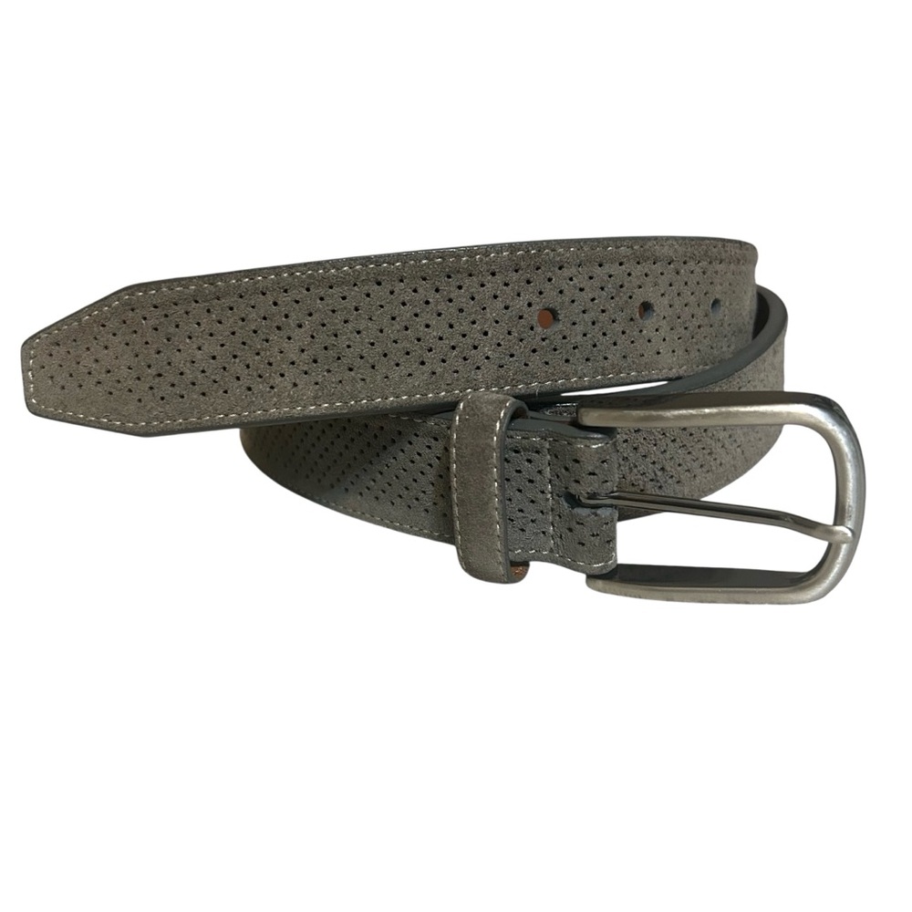 Johnston & Murphy Perfed Men's Suede Belt Gray Sz 38 #75-7356